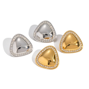 Orecchini a triangolo geometrici con cristalli in oro e argento acciaio inossidabile