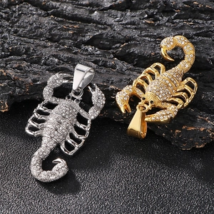 Collier Pendentif Scorpion Acier Inoxydable Iced Out Rhinestone Hip Hop Punk Bijoux Animaux Pour Hommes