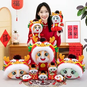 Zodiak Paard Knuffel Chinees Nieuwjaar Mascotte Pluche Dier Draak Stijl Paard Pop Feestelijke Huisdecoratie Cadeau Voor Kinderen Rood