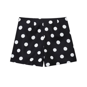 Summer high waisted polka dot shorts with casual straight cut and side zipper design
