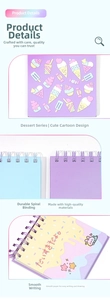 Detail of dessert series spiral notebook with embossed cover and sturdy metal binding