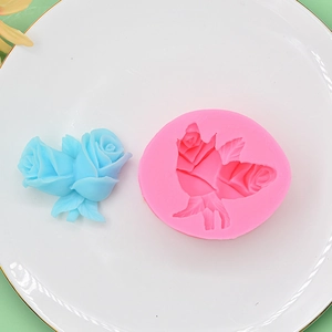 Detail of rose silicone mold with realistic petal textures for DIY fondant and clay