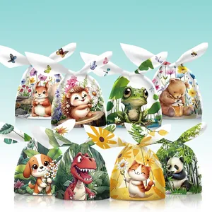 Cartoon rabbit ear treat bags with 8 animal designs for candy and snacks packaging