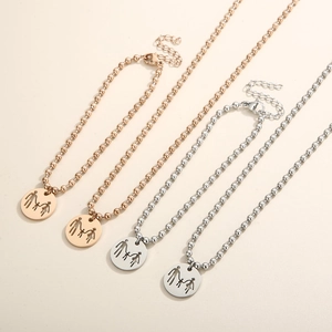 Family of three pendant necklace and bracelet set in rose gold and silver steel