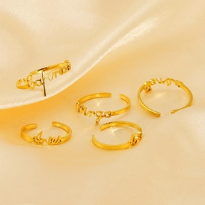 Zodiac Constellation Rings Stainless Steel 18K Gold Plated Adjustable Open Design Minimalist Fashion Jewelry For Women