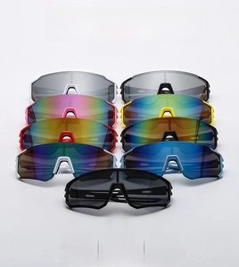 Multiple colors of rimless cycling sunglasses with waterproof coating and sporty frame