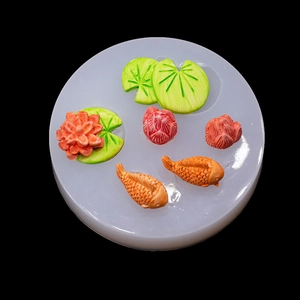 Silicone lotus and koi fish mold for DIY resin crafts and cake fondant decoration