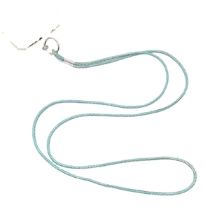 Luxury rhinestone phone lanyard in light blue with silver metal ring and lobster clasp