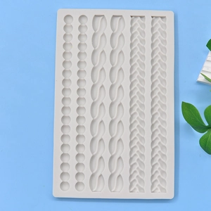 Moule en silicone avec textures perles et cordes pour fondant, savon et bougies DIY