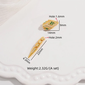 Fermoir serpent en argent S925 doré avec émeraudes et diamants pour bijoux DIY