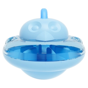 Blue chick shaped tumbler slow feeder toy for cats and dogs with treat leaking design