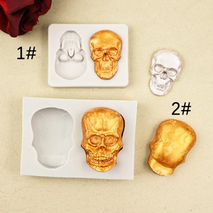 Skull shaped silicone mold set for Halloween cake decoration and DIY resin casting