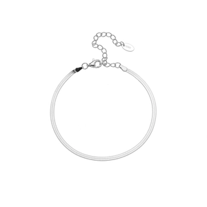 Elegant S925 sterling silver flat snake blade chain bracelet with lobster clasp