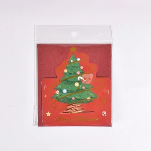 Creative 3D Christmas tree greeting card in red with gold stamping and matching envelope