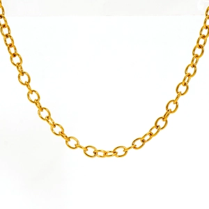 Polished gold stainless steel O-chain necklace featuring a minimalist link design
