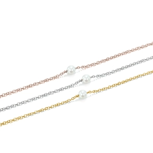 Minimalist stainless steel pearl necklace set in gold, silver and rose gold finishes