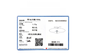Détail du certificat d'argent sterling s925 pour l'élégant bracelet en zircon goutte d'eau