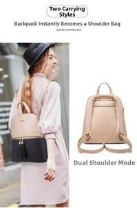 Versatile two-tone backpack with tassels converting easily to a single shoulder bag