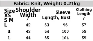 Detailed size chart for diamond pattern knit wool jacket showing S M L measurements