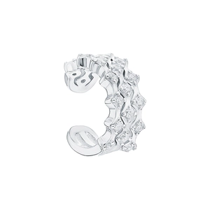 Minimalist S925 sterling silver geometric ear cuff with shimmering pavé cubic zirconia