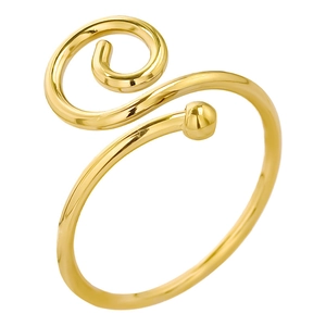 Minimalist 304 stainless steel open ring featuring a gold-plated spiral vortex design
