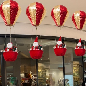 Festive Santa Claus hot air balloon hanging decorations for Christmas ceiling displays
