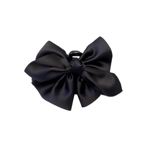 Elegante pinza per capelli con fiocco di raso nero grande per acconciature chignon