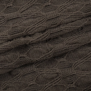 Macro detail of dark brown hollow-out knit fabric with exquisite diamond patterns