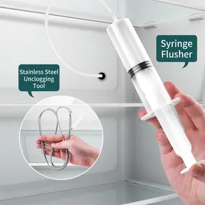 Refrigerator Drain Hole Unblocker Stainless Steel Cleaning Brush Flexible Syringe Hose Fridge Maintenance Tools