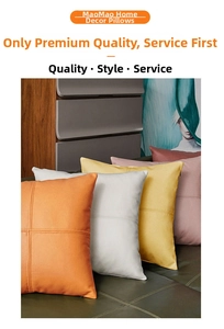 Detail of four-color modern faux leather pillow covers with elegant cross-stitch patterns