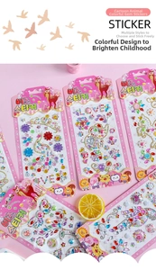 Close-up of colorful heart and flower acrylic gem stickers for DIY photo album decor