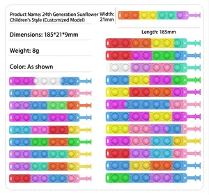 Macro details of colorful silicone push bubble bracelets with adjustable strap design