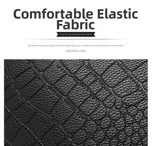 Macro shot showing high-quality black embossed faux crocodile leather texture and glossy finish