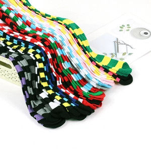 Colorful striped knee high socks made of soft knit cotton blend in various bright colors