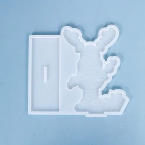 Macro shot of translucent silicone mold for DIY Christmas reindeer and base ornaments