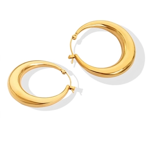 Orecchini A Cerchio Spessi Acciaio Inossidabile Placcato Oro 18K Forma A U Geometrici Minimalisti Gioielli Per Donna