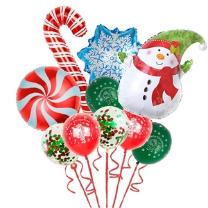 Christmas balloon set with Santa, candy canes and snowflakes on a white background