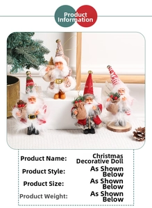 Detailed close-up of knitted Christmas gnomes figurines with hanging strings for home decor