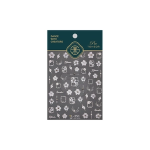 3D floral nail art stickers with white cherry blossoms and garden motifs TL-251