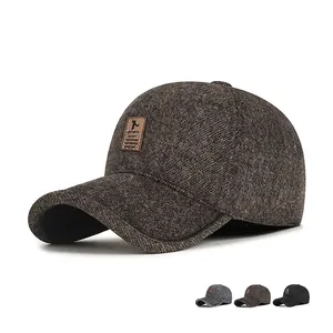 Men Winter Warm Baseball Cap With Ear Flaps Thickened Polyester Fleece Lined Windproof Outdoor Fashion Dad Hat Comfortable
