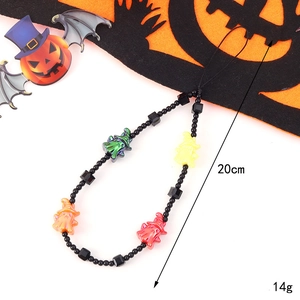 20cm Halloween skull wizard phone strap with colorful beads for cameras and phones