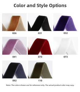 Detailed grid view showing eight colorful 9mm velvet ribbons for DIY bows and gift wrapping