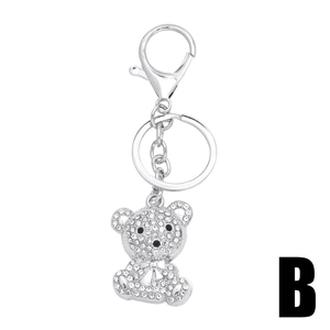 Sparkling silver teddy bear keychain with white crystals and elegant lobster clasp