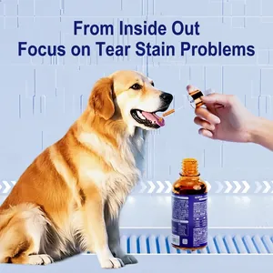Effective pet tear stain oral supplement liquid for dogs and cats with dropper dispenser