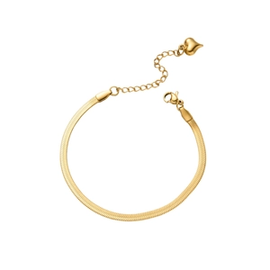 Minimalist gold snake chain bracelet with heart pendant in vacuum plated stainless steel