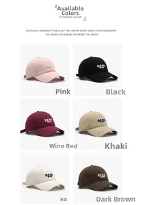 Grid view of washed cotton baseball caps with BEAR embroidery in six different colors