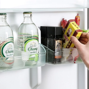 Adjustable transparent refrigerator door dividers for efficient pantry organization