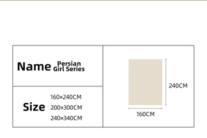 Size chart for Persian Girl Series luxury rugs showing dimensions 160x240cm to 240x340cm