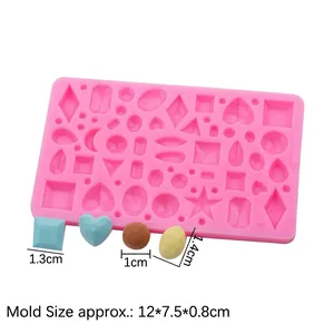 Stampo in silicone geometrico rosa con forme a stella e cuore per resina fai-da-te