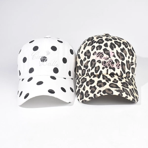 Leopard print and polka dot baseball caps with Ciao Bella embroidery decoration